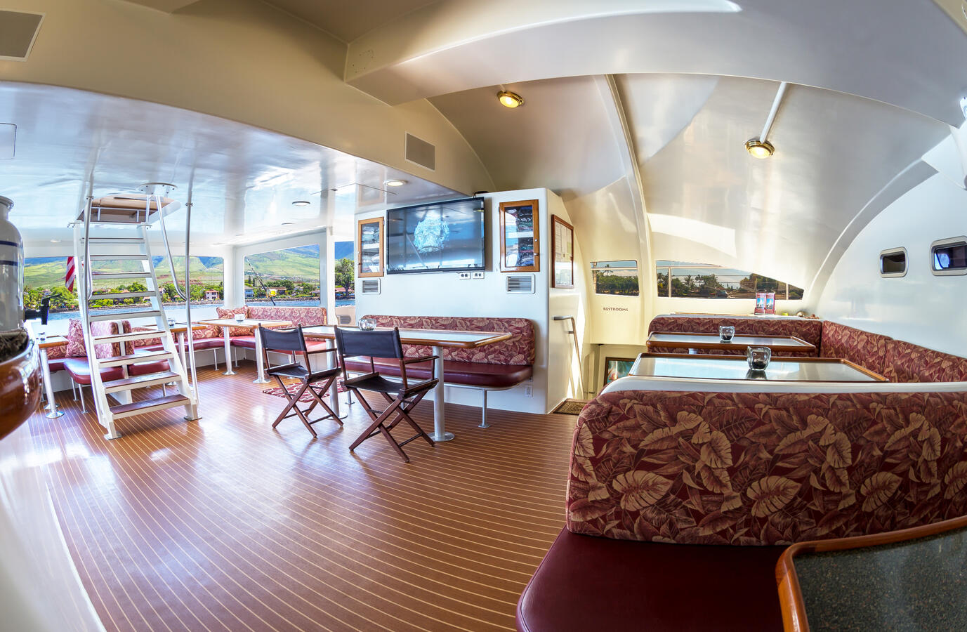 Air conditioned Main Salon with Cathedral Ceiling