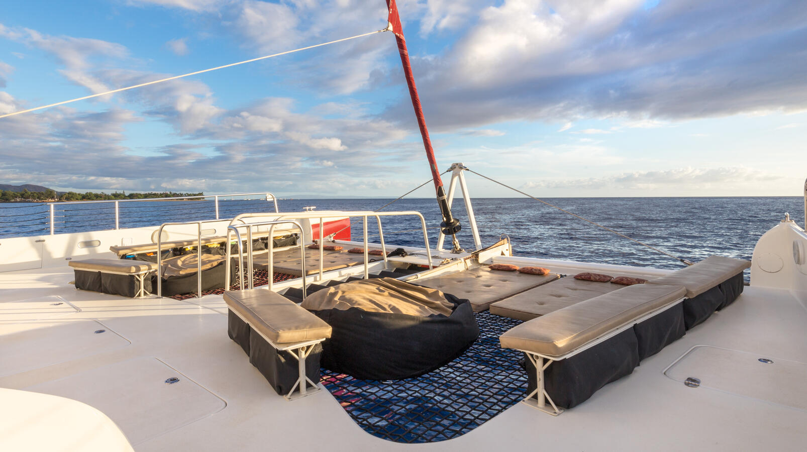 Sun Bathing Mattresses, Oversized Bean Bags, Cushioned Seating on the 2 Trampolines