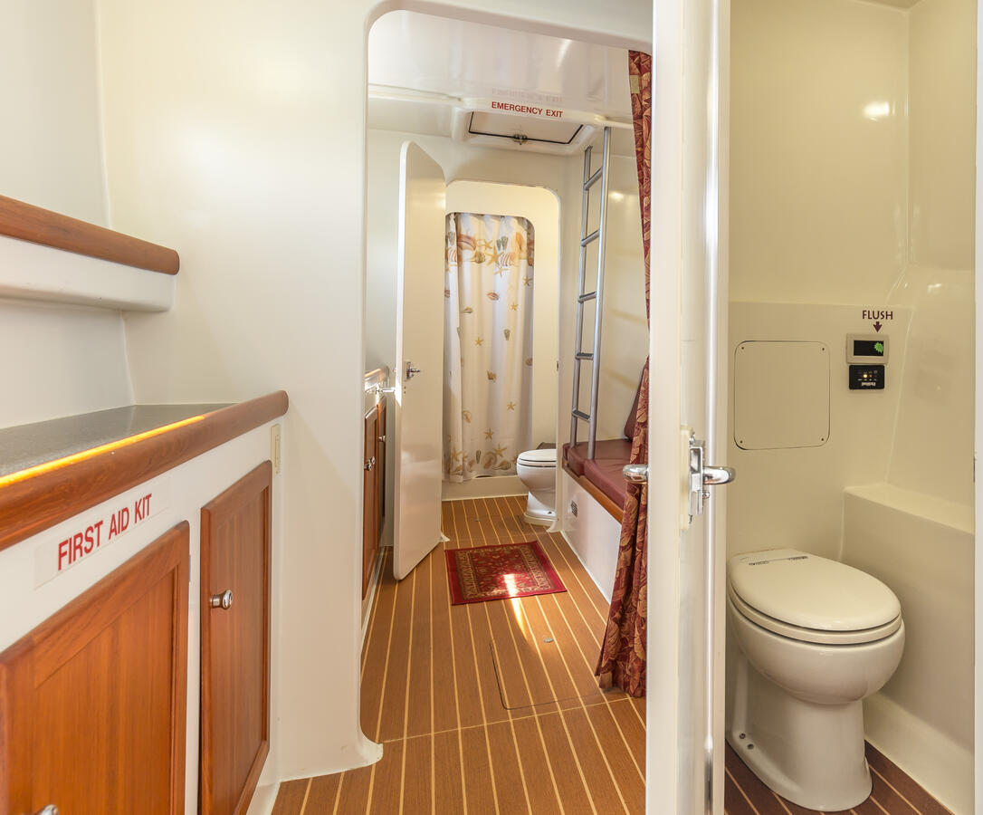 Air Conditioned Port Hull with Restrooms and Changing Room